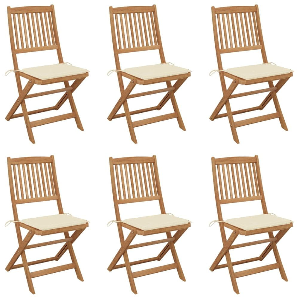 Petromila vidaXL Skladacie záhradné stoličky so sedákmi 6 ks akáciový masív